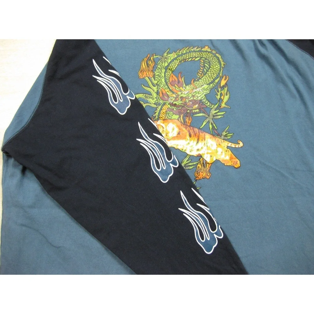 Y2K Long Sleeve T Shirt (XL) Flame Dragon Tiger Sleeve Hit Cyber Jesse Pinkman - Picture 5 of 10